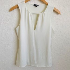 Women's EXPRESS Ivory  Keyhole Plunge Top  Sz S